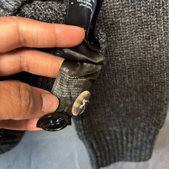 H&M Heavy Cable Knit Sweater Cardigan Double Breasted Preppy Fisherman Medium - Picture 5 of 13